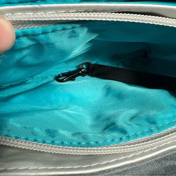 IHKWIP Triple Quilted Crossbody with Wristlet Strap Metallic Silver Purse Bag - Picture 13 of 16